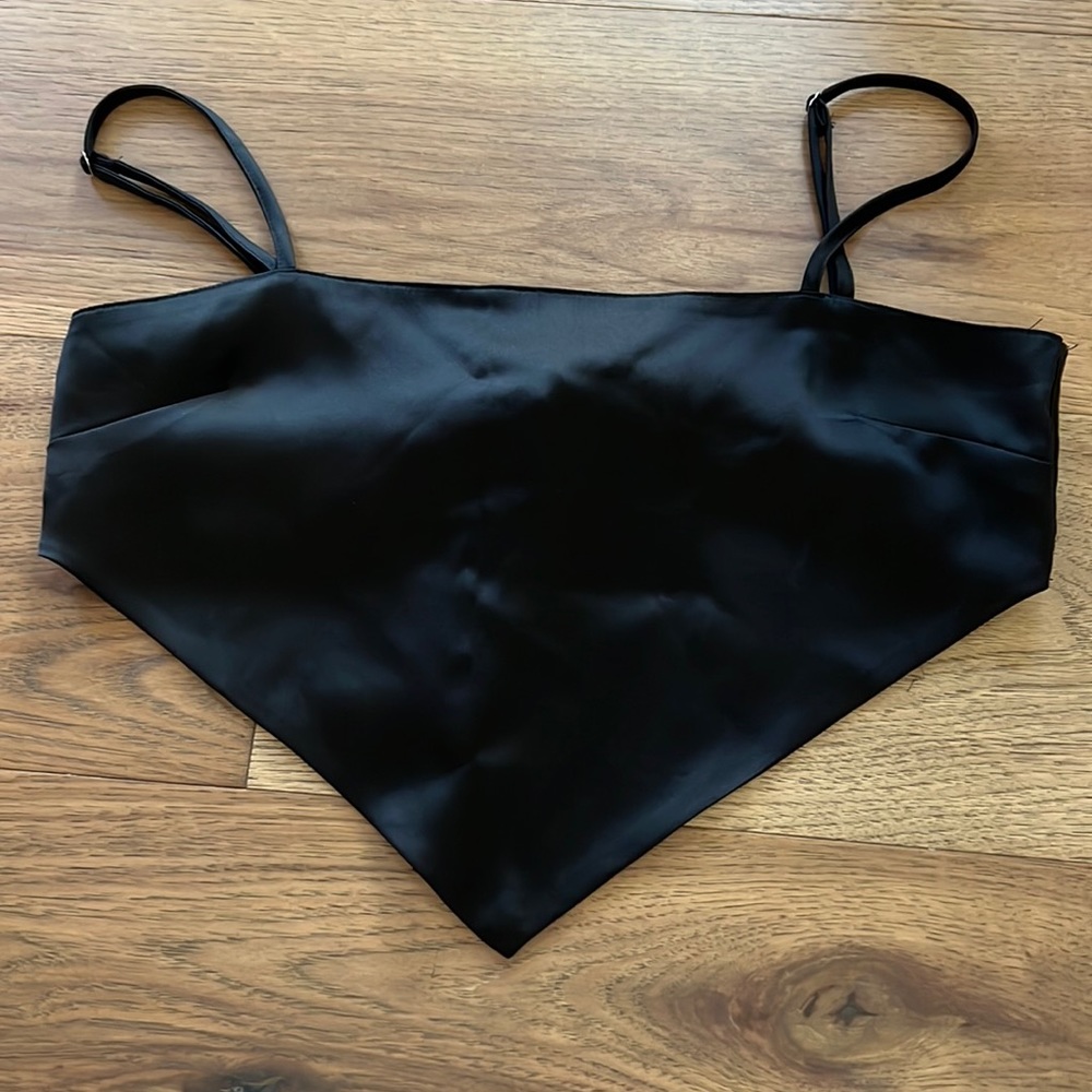 Black Satin Scarf Top